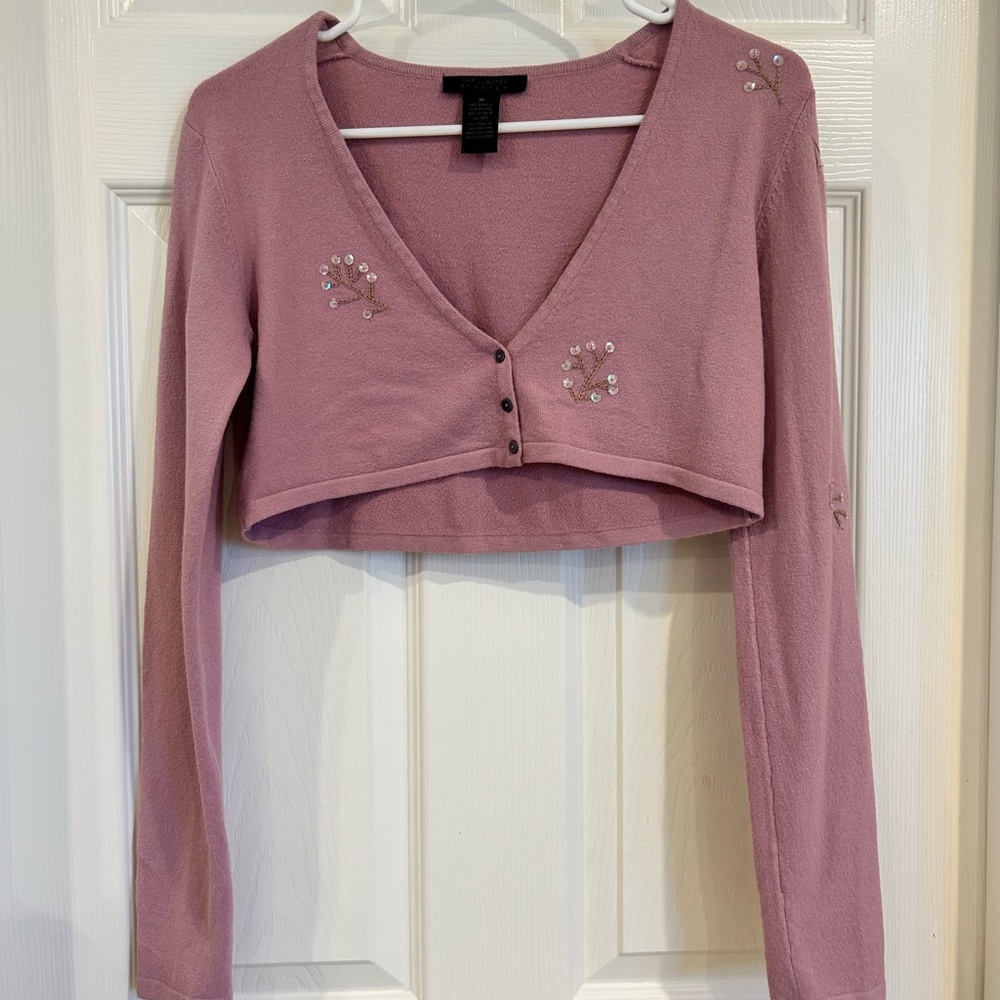 The Limited Mauve Embellished Crop Top